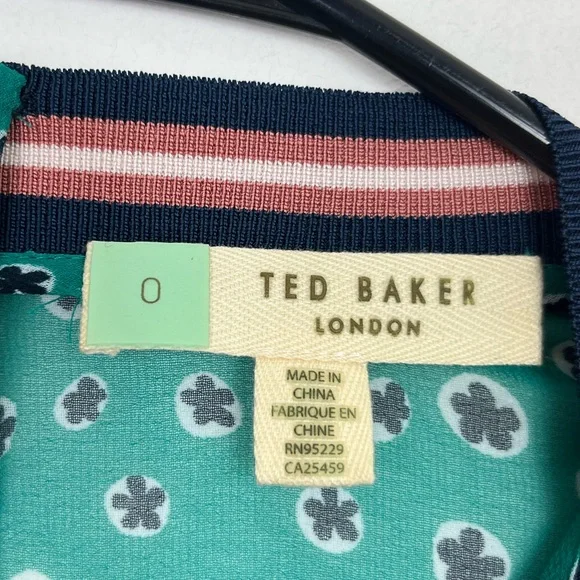 Ted Baker Sibella Green Floral Sheer Dress Sz 0 - Picture 7 of 14